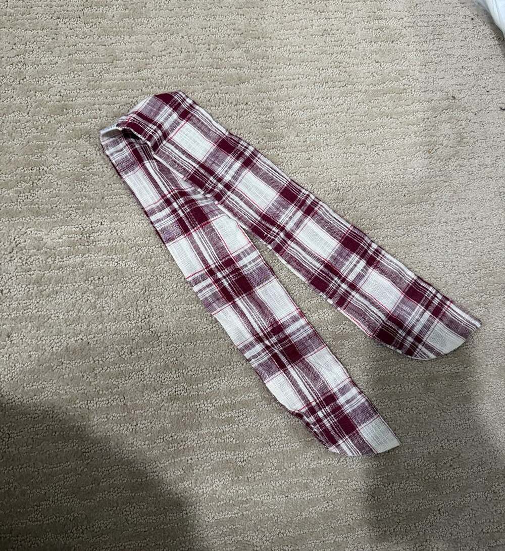 Kaxi Burgundy and White Plaid Fabric Ribbon Strip or Headband